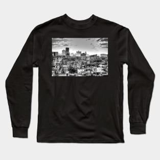 Havana Rooftops, Cuba, Black And White Long Sleeve T-Shirt